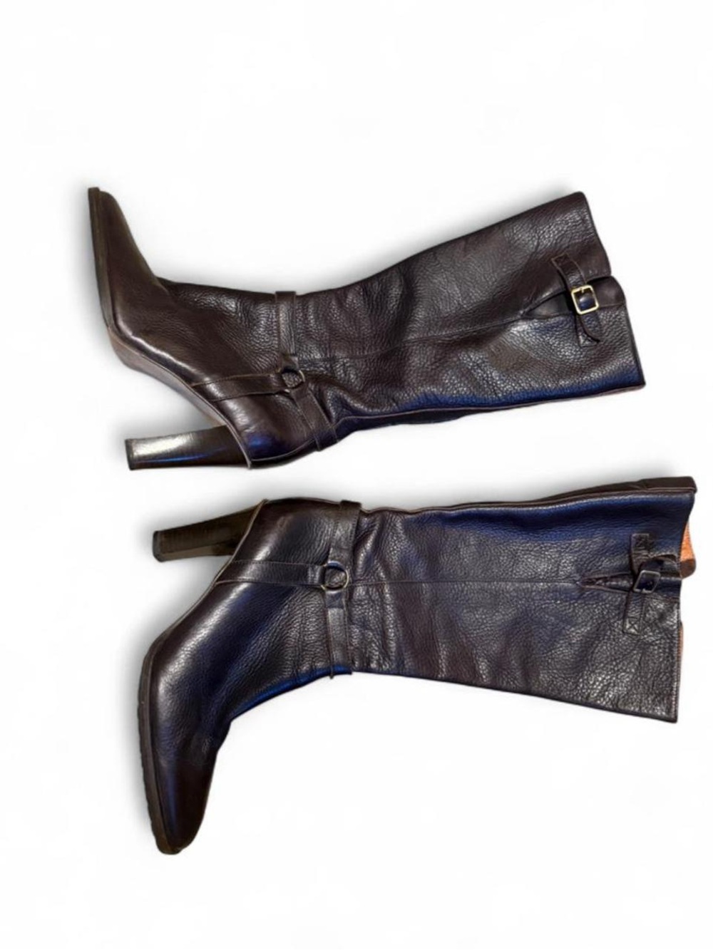 Classic Women's Knee-High JCrew Leather Heeled Boots - Brown